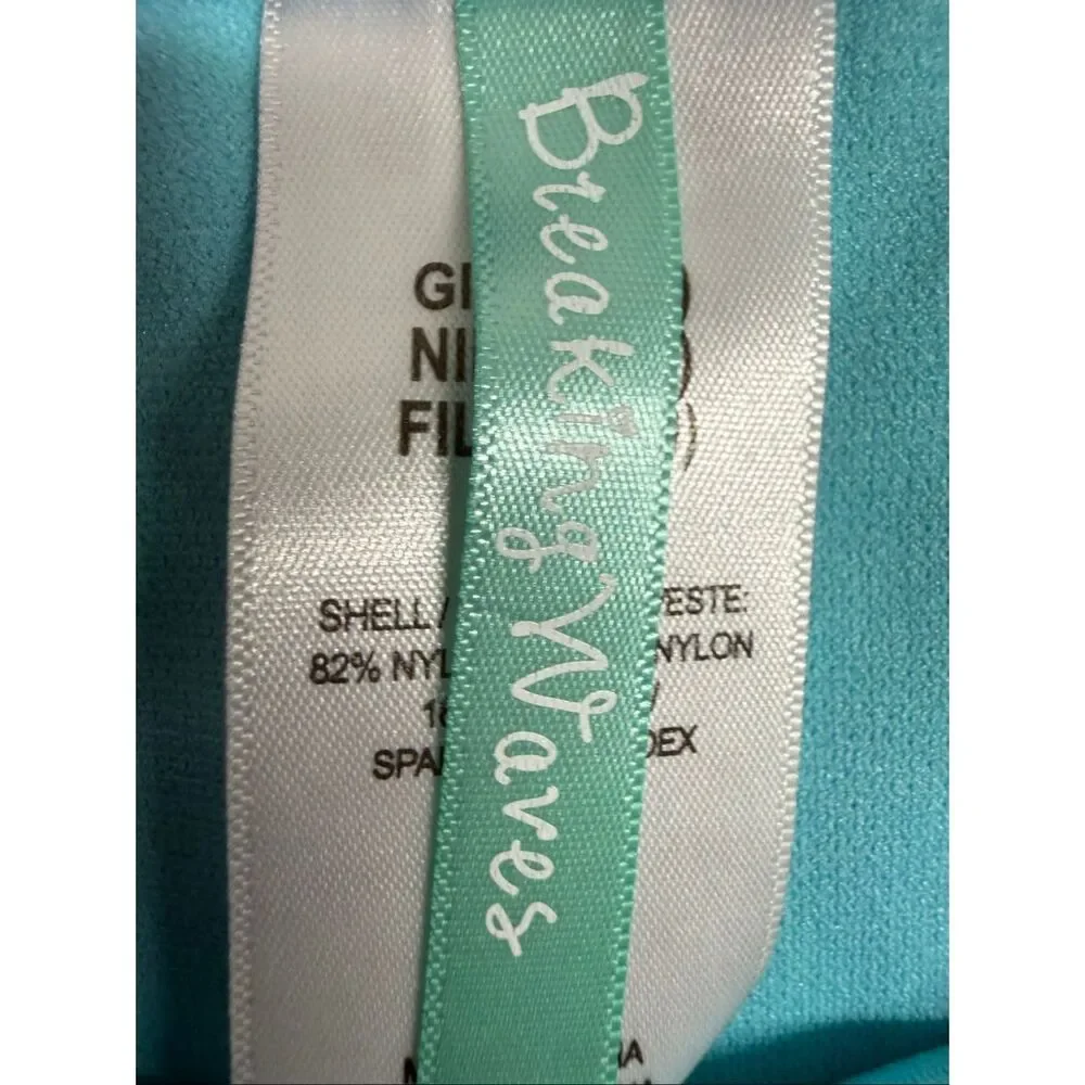 Breaking Waves Girls Size 10 Blue White Tankini Swimsuit 2 Piece UPF Beach Pool